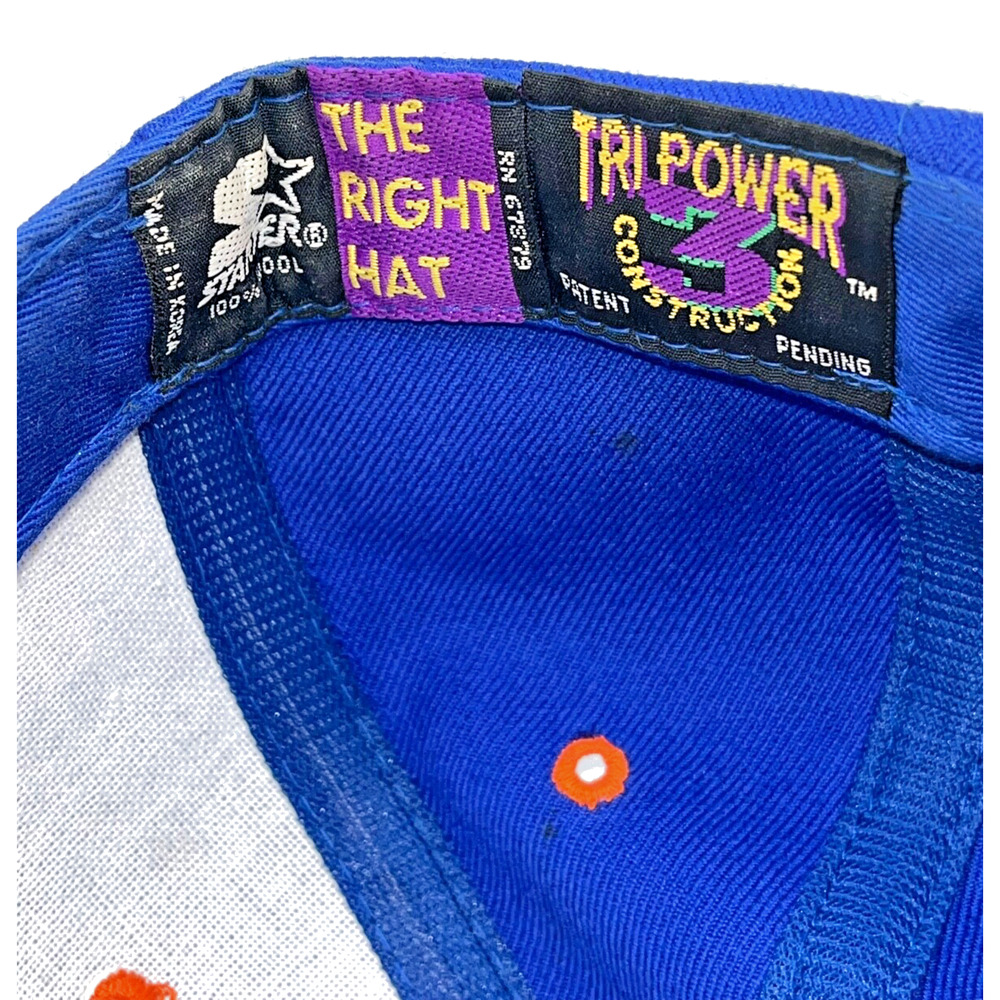 New York Knicks Starter Tri-Power Snapback Hat NBA Blue Orange 90s Vintage - Picture 7 of 9